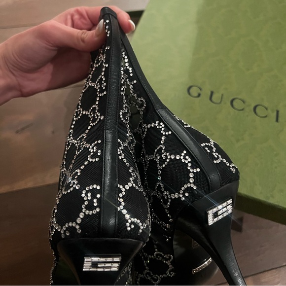Gucci Women’s GG Crystal Mesh Bootie (Black) - Picture 7 of 8